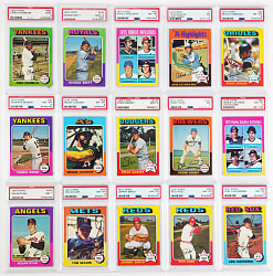 1975 Topps Complete Set (660) with 55 PSA EX-MT 6 to MINT 9 Graded - Sharp!