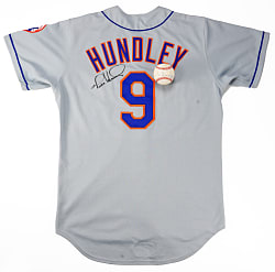 1995-1996 Todd Hundley New York Mets Signed Game-Used Road Jersey Plus Signed Ball With ML Record Inscription