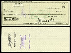 1974 Jack Kent Cooke Signed Check