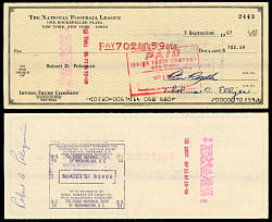 1967 Pete Rozelle Signed Official National Football League Check