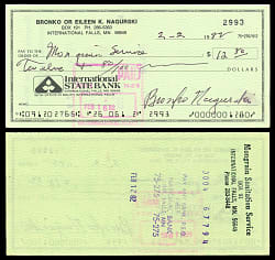 1982 Bronko Nagurski Signed Check