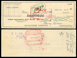 1969 New York Jets Payroll Check to Mike D'Amato Signed by Weeb Ewbank & Mike D'Amato