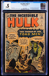 1962 Marvel The Incredible Hulk #2 First Green Hulk - CGC .5