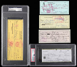 1939-2002 Boxing Heavyweight Champions Signed Checks (5) with PSA/DNA Authentic Joe Frazier & Ken Norton