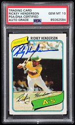 1980 Topps #482 Rickey Henderson Signed Rookie PSA/DNA GEM MINT 10 Auto Grade