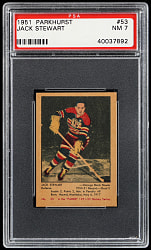 1951 Parkhurst Hockey #53 Jack Stewart Rookie PSA NM 7