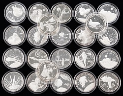 1989 Marshall Islands The Milestones of Space Exploration $50 Silver Proof Commemoratives Near-Complete Set (23/24)