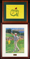 Golf Legends Signed Trio with (2) Arnold Palmer Including Framed Masters Flag