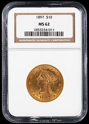 1897 $10 Liberty Head Gold Eagle Coin - NGC MS62