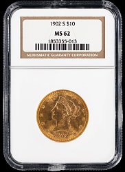 1902 $10 Liberty Head Gold Eagle Coin - NGC MS62
