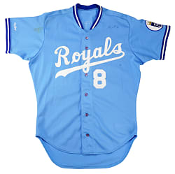 1989 Bob Boone Kansas City Royals Signed Game Used Road Jersey with Phil Wood LOA
