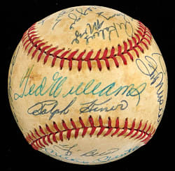 Hall of Famer Multi-Signed Baseball with T. Williams, Mantle, DiMaggio, Aaron, Mays, Banks, Dickey, Terry & Musial - Full JSA LOA