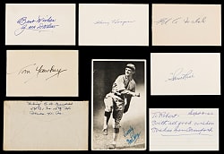 Hall of Famers Signed Index Cards & Flats Collection (8) with Chief Bender & Tom Yawkey
