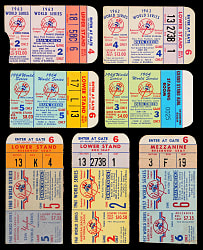 1957-1964 New York Yankees World Series Ticket Stub Collection (7) with Mantle, Maris, Berra, Aaron Home Runs!