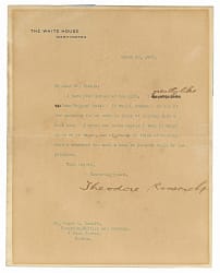 1907 Theodore Roosevelt Typed Letter Signed on White House Stationary