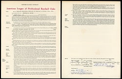 1973 Tim Hosley Oakland Athletics Contract Signed by Charles O. Finley & Joe Cronin
