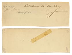 1897-1898 President William McKinley & Secretary of State John Sherman Dual-Signed Document Cut