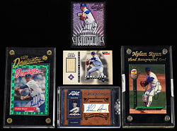 1993-2004 Nolan Ryan Certified Autograph/Game-Used Relic Group (5) with Dominator & Significant Signatures