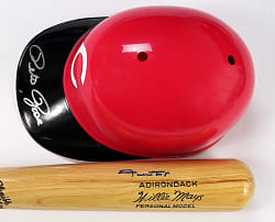 Willie Mays Signed Bat & Pete Rose Signed Helmet Pair
