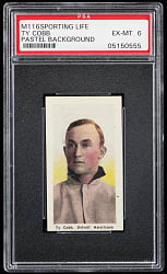 1910-1911 M116 Sporting Life Ty Cobb Pastel Background PSA EX-MT 6