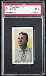 1910-1911 M116 Sporting Life Cy Young Blue Back PSA NM 7