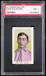 1910-1911 M116 Sporting Life Home Run Baker Blue Back PSA NM 7