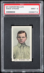 1910-1911 M116 Sporting Life Amos Strunk PSA MINT 9 - Highest Graded!