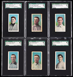 1910-1911 M116 Sporting Life Blue Background SGC VG 3 Graded Group (6) with Roger Bresnahan & Sam Crawford