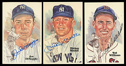 Legends Signed Perez-Steele Hall of Fame Postcards (3) with Ted Williams, Mickey Mantle & Joe DiMaggio