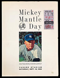 September 18th 1965 "Mickey Mantle Day" Program & Ticket Stub Pair