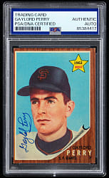 1962 Topps #199 Gaylord Perry Signed Rookie - PSA/DNA Authentic