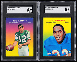 1970 Topps Super Glossy Proof Hall of Fame SGC Graded Pair with #22 O.J. Simpson & #29 Joe Namath - both SGC Authentic