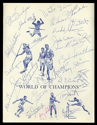 1960s Golden Slipper Club/Sport Illustrated World of Champions Multi-Signed Dinner Program Sheet with Wilt Chamberlain