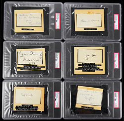 Entertainers/Celebrities Signed 4x6 PSA Encapsulated Group (6) with Rains, Salk & Reed