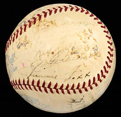 1939 American League All-Stars Team Signed OAL/Harridge Baseball with (21) Signatures Including Jimmie Foxx, Joe DiMaggio, Hank Greenberg - Full JSA LOA