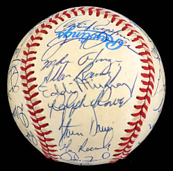 1983 World Champions Baltimore Orioles Team Signed OAL/MacPhail Baseball with (32) Signatures Including Ripken Jr. , Murray, Palmer, Ripken Sr. - Full JSA LOA