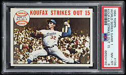 1964 Topps #136 World Series Game 1 Sandy Koufax Strikes Out 15 PSA NM-MT 8