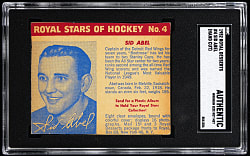 1952 Royal Desserts Hockey #4 Sid Abel Blue Tint SGC Authentic