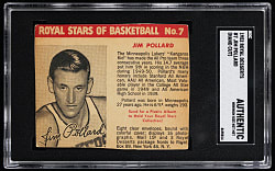 1952 Royal Desserts Basketball #7 Jim Pollard SGC Authentic