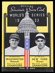 1933 World Series Game 4 Program New York Giants at Washington Nationals - Neatly Scored (Bill Terry Home Run)