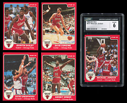 1984-1985 Star Basketball Chicago Bulls Complete Set (12) with #101 Michael Jordan Rookie CGC EX/NM 6