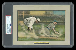 1911 T3 Turkey Red Cabinets #43 Out at Third Checklist Back PSA VG 3