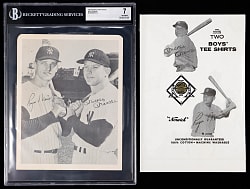 1962 Norwich Crew Socks Mickey Mantle/Roger Maris 8x10 Premium BGS Near Mint 7 Plus Mantle/Maris Boy's Tee Shirt Cellophane Wrapper