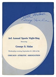 1968 Vince Lombardi and George Halas Dual-Signed Chicago Athletic Association 3rd Annual Sports Night-Stag Banquet Program