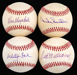 Hall of Famer Single-Signed Baseballs (4) with Ted Williams & Don Dysdale