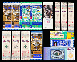 1991-1999 Hank Aaron Atlanta-Fulton County Stadium Personal Box Full Ticket Collection (103) with 46 World Series