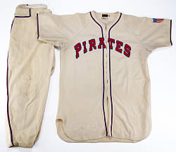 1943 Elbie Fletcher Pittsburgh Pirates Home Game-Used Jersey and Pants with Phil Wood LOA - Extremely Rare Style