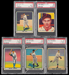 1936-1941 Diamond Stars & Play Ball PSA NM 7 & NM-MT 8 Graded Group with Qualifiers (5) Including Mel Ott