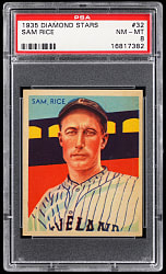 1934-1936 Diamond Stars #32 Sam Rice PSA NM-MT 8 - Only 3 Higher