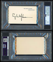 1960s Lyndon B. Johnson Exceedingly Rare Signed White House Card - PSA/DNA MINT 9 Auto & Full JSA LOA